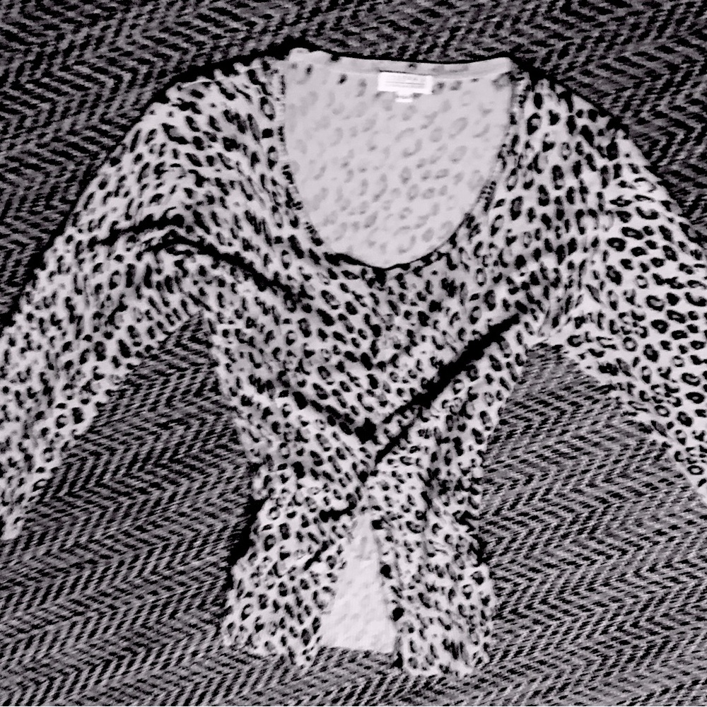 Leopard print button down scoop neck cardigan sweater
